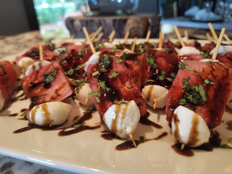 Summer Caprise - Watermelon and Mozarella skewers with balsamic glaze